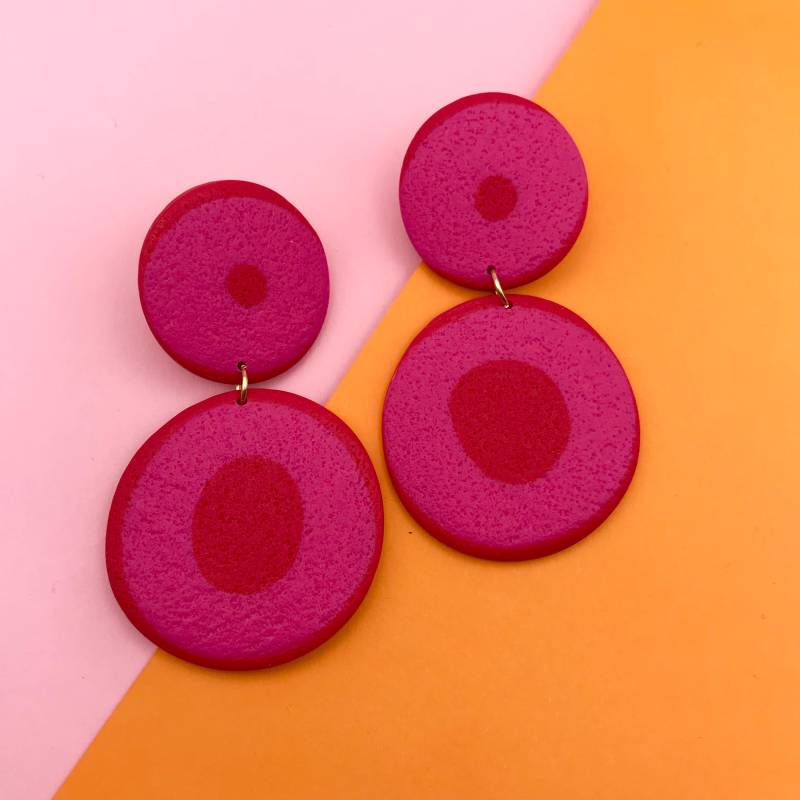 Handgemachte Statement-Ohrringe Aus Polymer Clay in Pink & Rot - Verschiedene Designs von MariekeStoehrArt