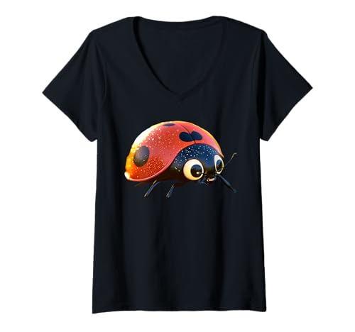Damen Marienkäfer Ladybug Liebe Insekten Käfer Süßer Marienkäfer T-Shirt mit V-Ausschnitt von Marienkäfer Liebhaber Motiv & Ladybug Geschenk