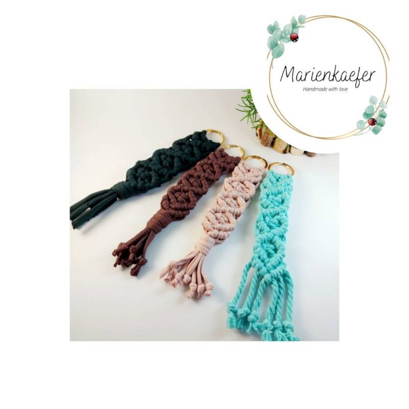 Macramé Keychain Custom Macrame Keychain/Key Chain Boho Backpack Charm Bag Woven von Marienkaefer3