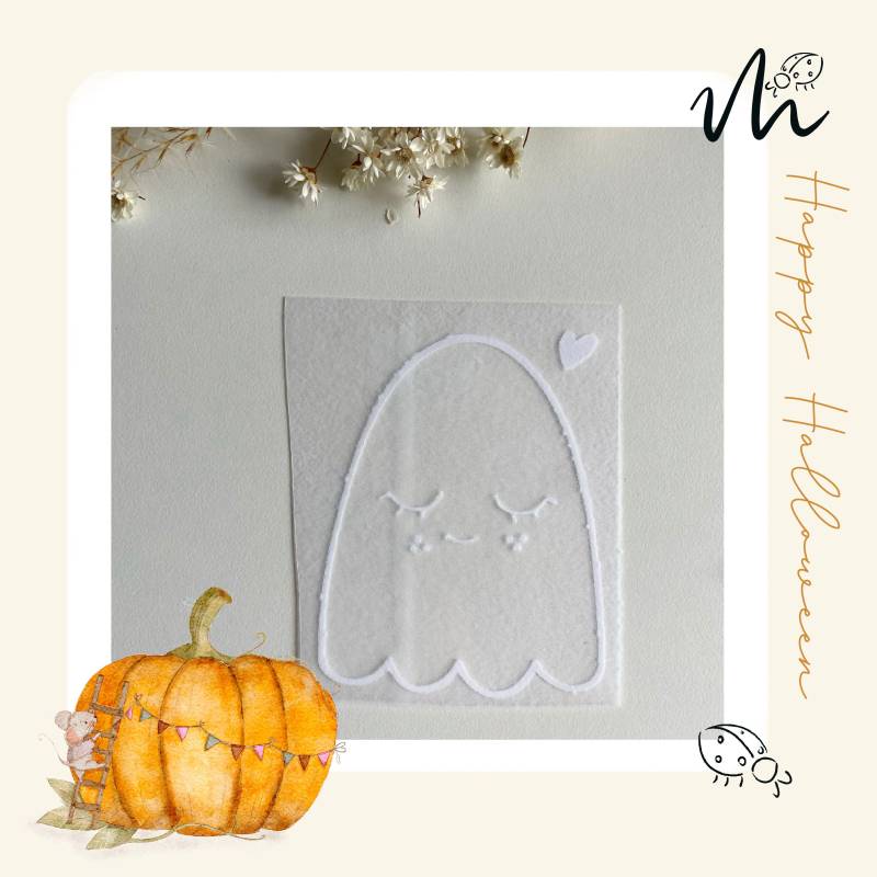 Bügelbild Geist Aus Flockfolie Bild Zum Aufbügeln Bügelpatches Grusel von MariequitaShop