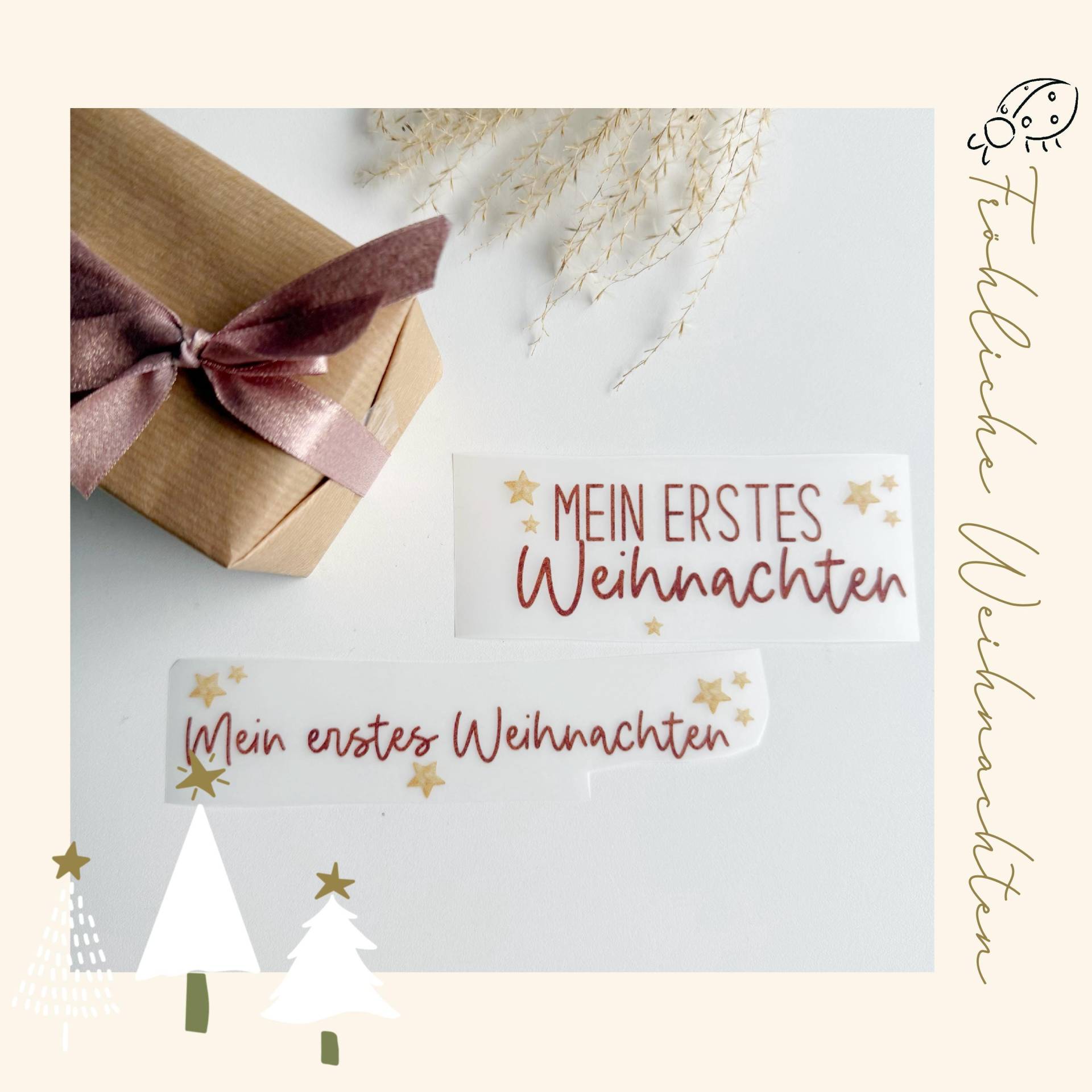 Bügelbild "Mein Erstes Weihnachten" Schriftzug Zum Aufbügeln Bügelpatches Weihnachten Babykleidung Zu von MariequitaShop