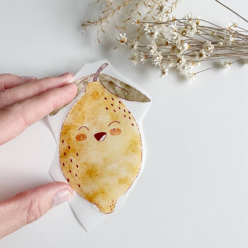 Bügelbild Zitrone Watercolor Illustration Bild Zum Aufbügeln Bügelpatches von MariequitaShop