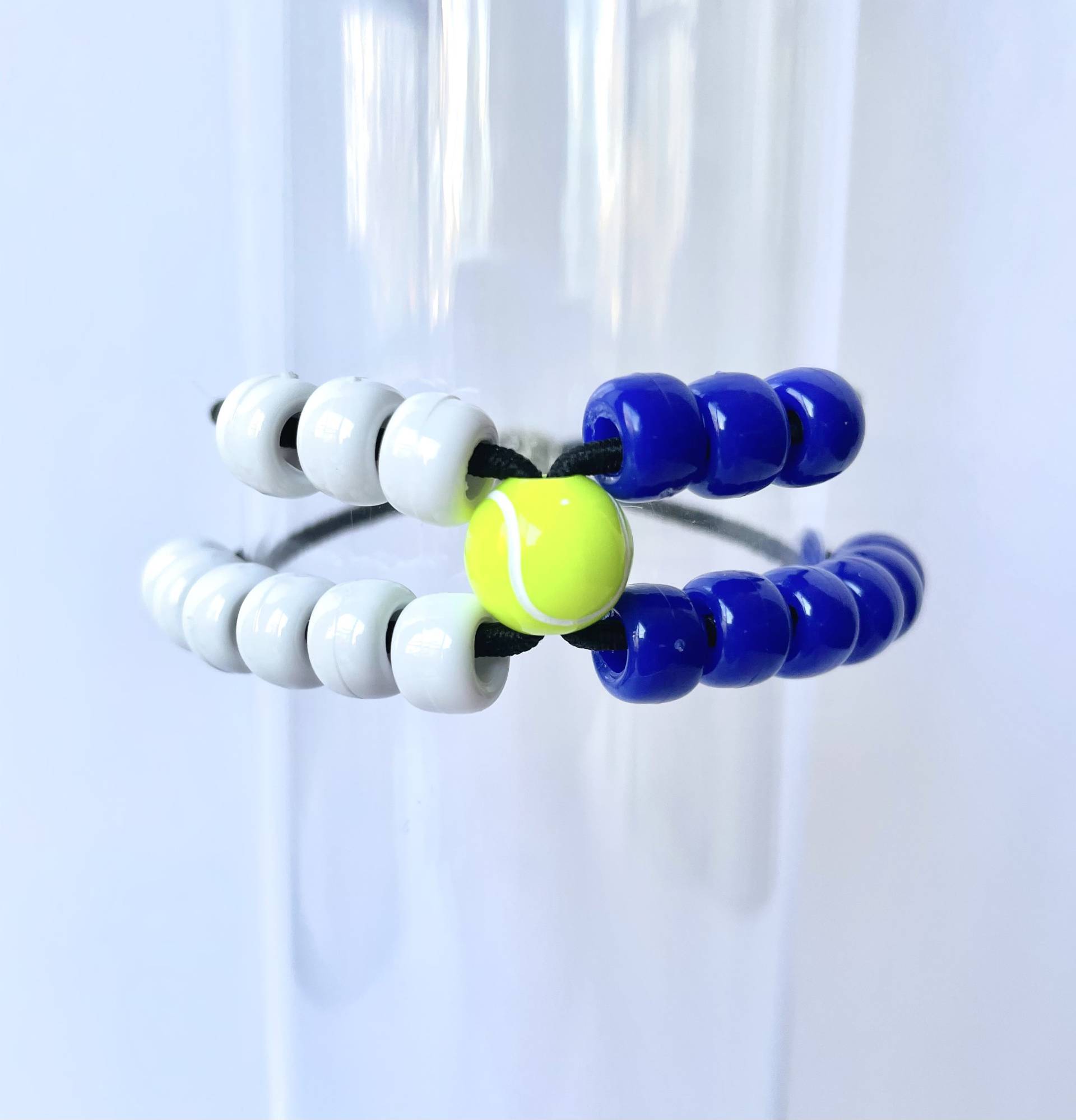 Score Keeper Tennis Armband - Blau & Weiß Perlen Mit Schwarzer Gummikordel Score Keeper Tennis Armband - Blau & Weiß Perlen Mit Schwarzer Gummikordel von MariesKeepers