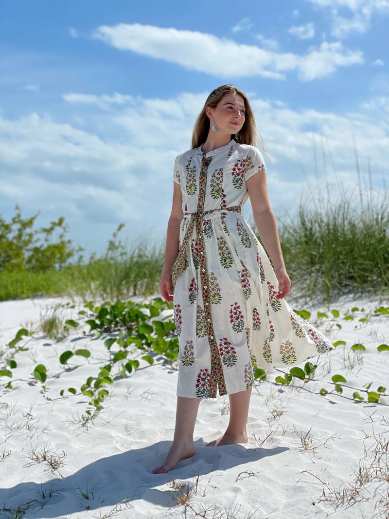 Hand Block Print Kleid/Floral Baumwolle Sommerkleid /Boho Vintage Maxi von MarigoldMktplace