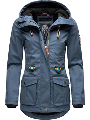 MARIKOO Damen Parka Übergangs-Jacke leicht gefüttert mit Kapuze Babetaa Blue Gr. S von MARIKOO