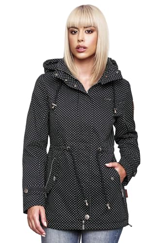 MARIKOO Damen Jacke Frühling Übergangsjacke leicht Parka Mantel Kapuze B690 [B690-Nyok-Navy-WP-Gr.S] von MARIKOO