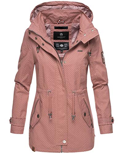 MARIKOO Damen Jacke Frühling Übergangsjacke leicht Parka Mantel Kapuze B690 [B690-Nyok-Rosa-WP-Gr.S] von MARIKOO