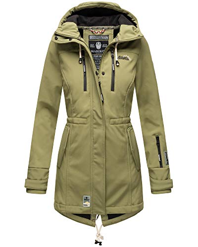 MARIKOO Damen Jacke Softshelljacke Übergangsjacke Outdoor Winddichte Wasserabweisend Funktionsjacke mit Kapuze XS - XXL Zimtzicke (Olive, S) von MARIKOO