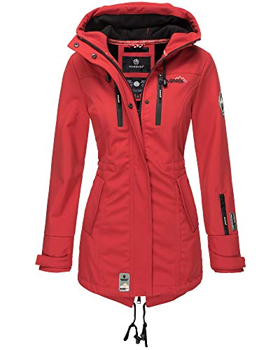 MARIKOO Damen Jacke Softshelljacke Übergangsjacke Outdoor Winddichte Wasserabweisend Funktionsjacke mit Kapuze XS - XXL Zimtzicke (Rot, XS) von MARIKOO