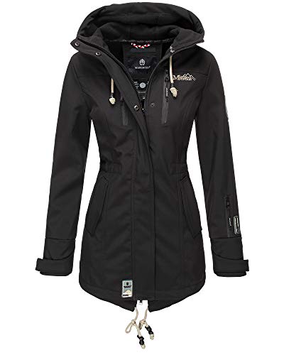 MARIKOO Damen Jacke Softshelljacke Übergangsjacke Outdoor Winddichte Wasserabweisend Funktionsjacke mit Kapuze XS - XXL Zimtzicke (Schwarz, XS) von MARIKOO