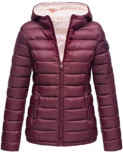 MARIKOO Damen Jacke Steppjacke Herbst Winter Übergangsjacke gesteppt B651 [B651-Luc-Weinrot-Gr.XS] von MARIKOO