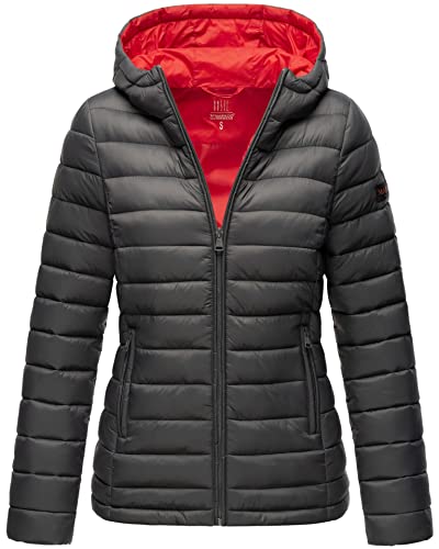 MARIKOO Damen Jacke Steppjacke Herbst Winter Übergangsjacke gesteppt B651 [B651-Luc-Anthrazit-Gr.XS] von MARIKOO