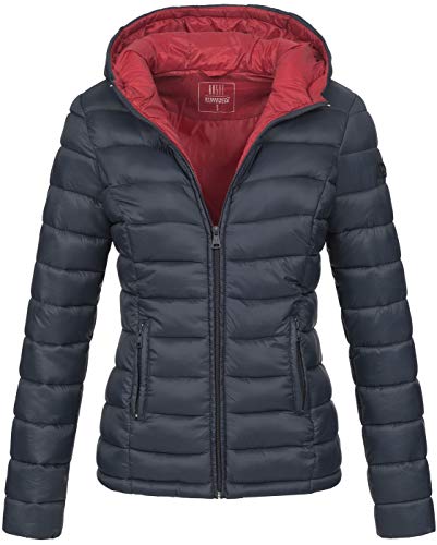 MARIKOO Damen Jacke Steppjacke Herbst Winter Übergangsjacke gesteppt B651 [B651-Luc-Navy-Gr.M] von MARIKOO