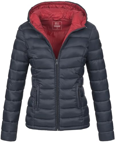 MARIKOO Damen Jacke Steppjacke Herbst Winter Übergangsjacke gesteppt B651 [B651-Luc-Navy-Gr.XXL] von MARIKOO