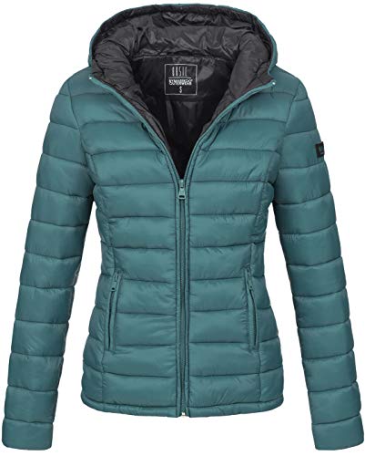 MARIKOO Damen Jacke Steppjacke Herbst Winter Übergangsjacke gesteppt B651 [B651-Luc-Ocean-Green-Gr.S] von MARIKOO