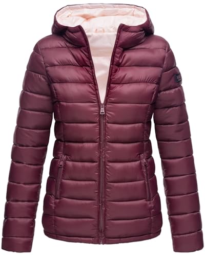 MARIKOO Damen Jacke Steppjacke Herbst Winter Übergangsjacke gesteppt B651 [B651-Luc-Weinrot-Gr.S] von MARIKOO