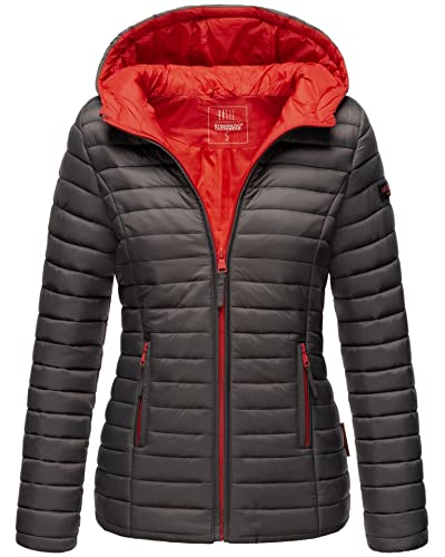 MARIKOO Damen Steppjacke Übergangsjacke gesteppte Jacke mit Kapuze Frühjahr Stepp B857 [B857-Asr-Anthrazit-Gr.XXL] von MARIKOO