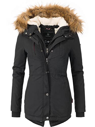 MARIKOO Damen Mantel Wintermantel Winterparka mit Kapuze Akira Schwarz Gr. XL von MARIKOO