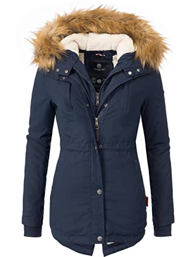 MARIKOO Damen Mantel Wintermantel Winterparka mit Kapuze Akira Blau Gr. M von MARIKOO