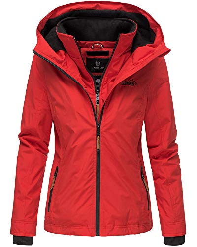 MARIKOO Damen Regen Jacke Outdoor Regenjacke Winterjacke Fleece Gefüttert Kapuze XS - XXL Erdbeere (S, Rot) von MARIKOO