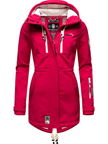 MARIKOO Damen Übergangsjacke Softshellmantel wasserdicht atmungsaktiv mit Kapuze Zimtzicke Fuchsia Gr. XXL von MARIKOO