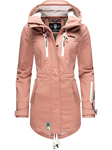 MARIKOO Damen Übergangsjacke Softshellmantel wasserdicht atmungsaktiv mit Kapuze Zimtzicke Terracotta Gr. S von MARIKOO