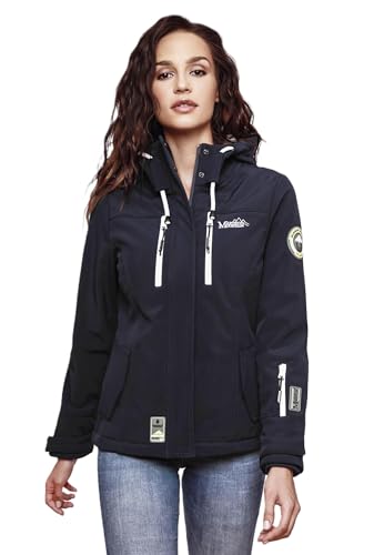 MARIKOO Damen Softshell Jacke Winterjacke wasserabweisend Outdoor B864 [B864-Kl.zicke-Blau-Gr.L] von MARIKOO