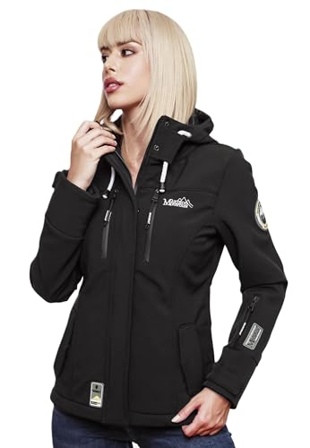 MARIKOO Damen Softshell Jacke Winterjacke wasserabweisend Outdoor B864 [B864-Kl.zicke-Schwarz-Gr.S] von MARIKOO