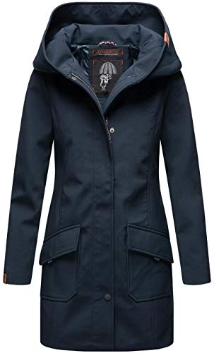 MARIKOO Damen Softshell Jacke Winterjacke wasserabweisend Outdoor lang B856 [B856-Maylee-Navy-Gr.M] von MARIKOO