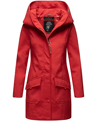 MARIKOO Damen Übergangsjacke Softshellmantel wasserdicht atmungsaktiv mit Kapuze Mayleen Red Gr. XS von MARIKOO