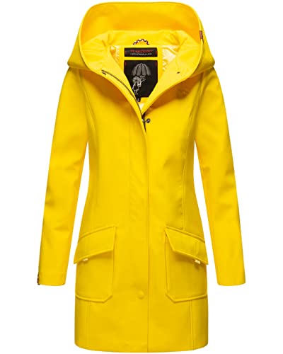 MARIKOO Damen Übergangsjacke Softshellmantel wasserdicht atmungsaktiv mit Kapuze Mayleen Yellow Gr. XXL von MARIKOO