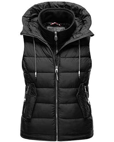 MARIKOO Damen leichte Übergangsweste Steppweste mit Kapuze Taisaa Black Gr. XS von MARIKOO