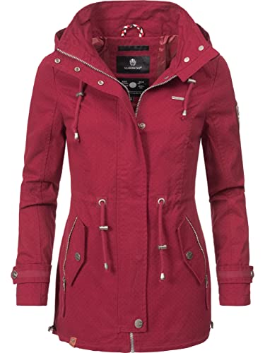 MARIKOO Damen leichte Übergangsjacke Baumwoll-Parka mit Kapuze Nyokoo Rot Dots Gr. S von MARIKOO