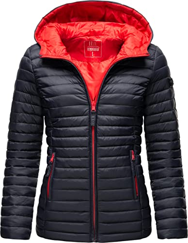 MARIKOO Damen leichte Übergangsjacke Steppjacke mit Kapuze Asraa Navy Gr. M von MARIKOO
