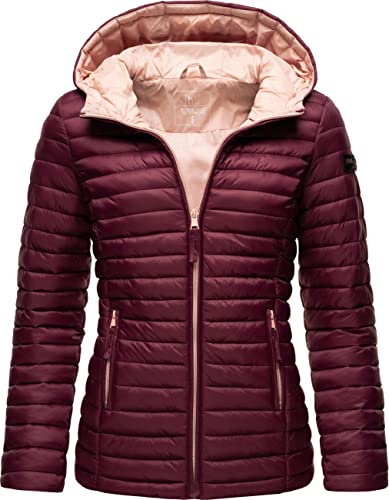 MARIKOO Damen leichte Übergangsjacke Steppjacke mit Kapuze Asraa Wine Gr. M von MARIKOO