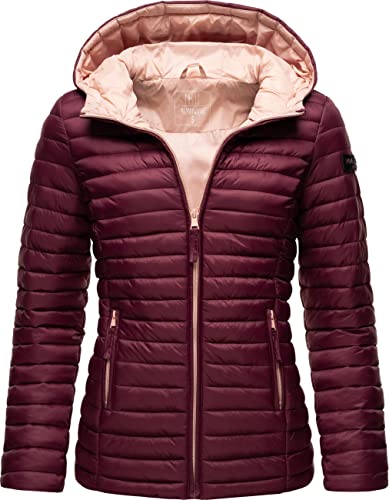 MARIKOO Damen leichte Übergangsjacke Steppjacke mit Kapuze Asraa Wine Gr. XXL von MARIKOO