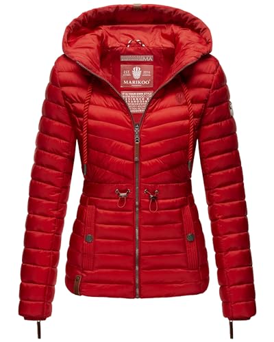 MARIKOO Damen Übergangsjacke leichte Stepp-Jacke mit Kapuze Aniyaa Red Gr. S von MARIKOO