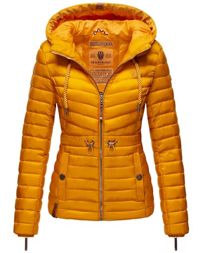 MARIKOO Damen Übergangsjacke leichte Stepp-Jacke mit Kapuze Aniyaa Yellow Gr. S von MARIKOO
