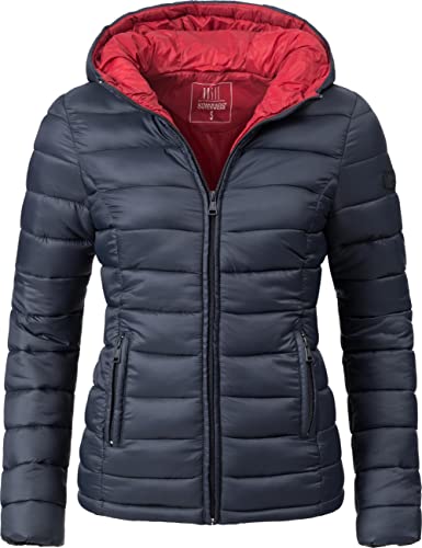 MARIKOO Damen Übergangsjacke leichte Steppjacke kurz mit Kapuze Lucy Blau Gr. M von MARIKOO