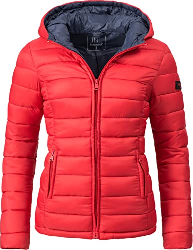 MARIKOO Damen Übergangsjacke leichte Steppjacke kurz mit Kapuze Lucy Rot Gr. S von MARIKOO