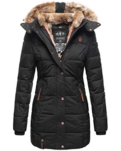 MARIKOO Damen Winter Jacke Mantel Parka warm gefütterte Winterjacke B817 [B817-Lieblings-Schwarz-Gr.S] von MARIKOO