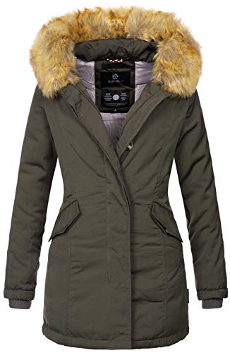 MARIKOO Damen Winter Jacke Parka Mantel Winterjacke warm gefüttert B362 [B362-Karmaa-Anthrazit-Gr.S] von MARIKOO