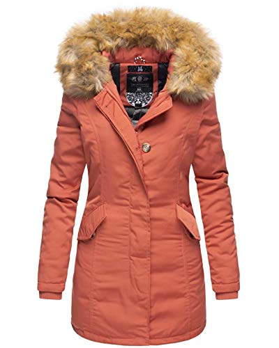 MARIKOO Damen Winter Jacke Parka Mantel Winterjacke warm gefüttert B362 [B362-Karmaa-Corail-Gr.XS] von MARIKOO