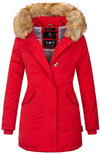 MARIKOO Damen Winter Jacke Parka Mantel Winterjacke warm gefüttert B362 [B362-Karmaa-Rot-Gr.XS] von MARIKOO