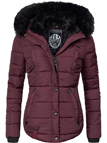 MARIKOO Damen warme Winter Steppjacke Lotusblüte Weinrot Gr. XS von MARIKOO