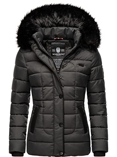 MARIKOO Damen warme Winter Steppjacke mit Kapuze Unique Anthrazit Gr. S von MARIKOO