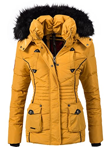 MARIKOO Damen warme Winter Steppjacke Vanilla Gelb Gr. M von MARIKOO