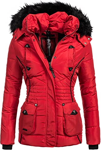 MARIKOO Damen warme Winter Steppjacke Vanilla Rot Gr. XS von MARIKOO