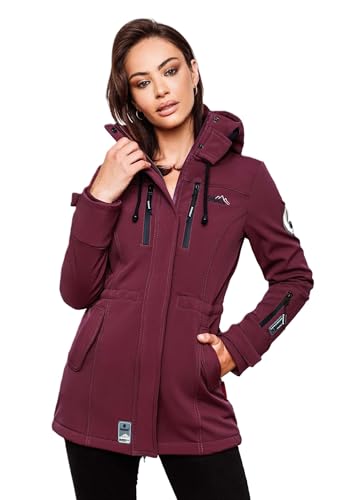 MARIKOO Damen Winter Jacke Winterjacke Mantel Outdoor wasserabweisend Softshell B614 [B614-Zimt-Weinrot-Gr.S] von MARIKOO