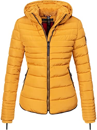MARIKOO Damen warme Winter Steppjacke mit Kapuze Amber Gelb Gr. XXL von MARIKOO